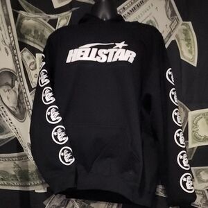 Hellstar Black Hoodie with Sleeve Graphics